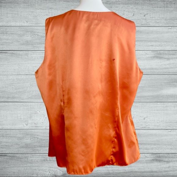 Lane Bryant Autumn Orange Silky Pleated Blouse Size: 28 Women’s Plus - Picture 2 of 4